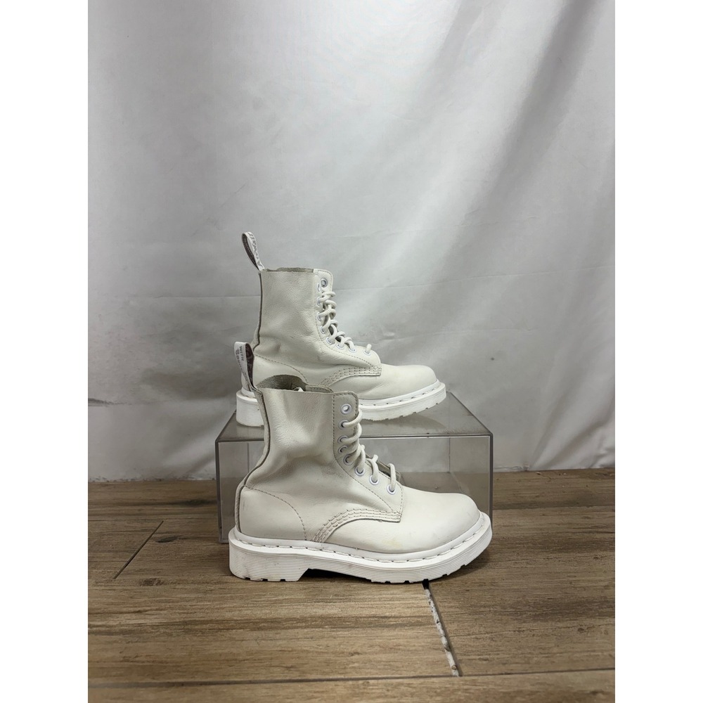 Dr. Martens 1460 Pascal Mono White Virginia Leather Lace Up Boots Womens 5